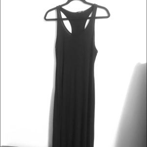 Long slightly sheer maxi dress with cut slit